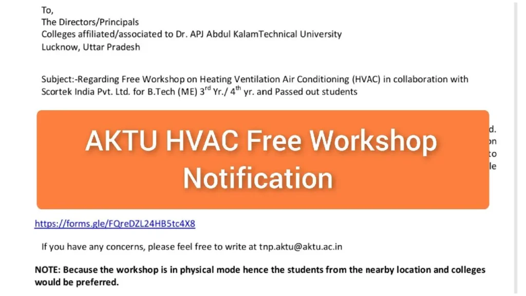 AKTU HVAC Free Workshop Notification